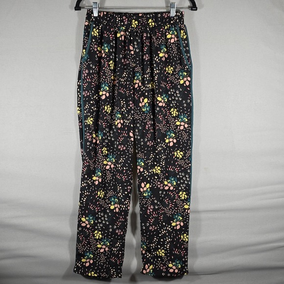 Lulus Pants - Lulus Women's Size M Bkack Floral Bloom Print Satin Straight -Leg Pants